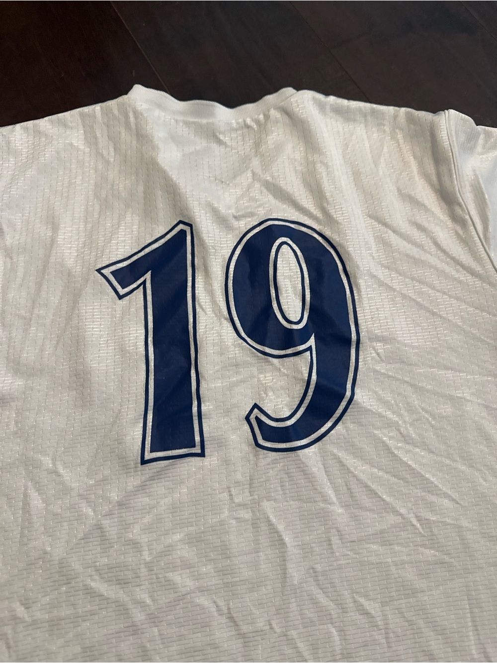 Men's White Athletic Jersey with Navy '19' Number